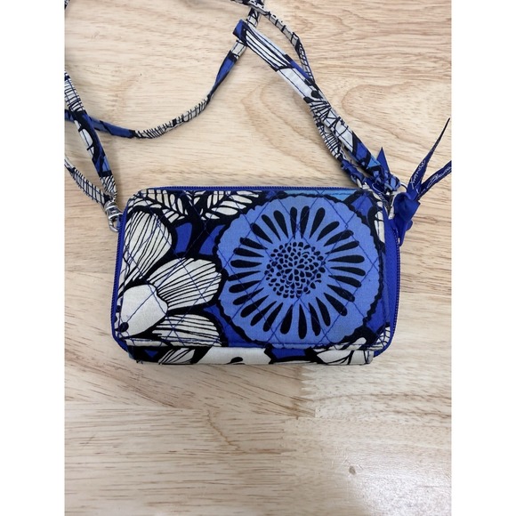 VERA BRADLEY BLUE BAYOU Double Zip- 2in1 Wallet Detachable Strap Crossbody #63 - Picture 4 of 9